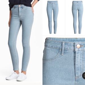 H&M Skinny High Rise Ankle Length Slim Jeans Denim Light Wash New 4